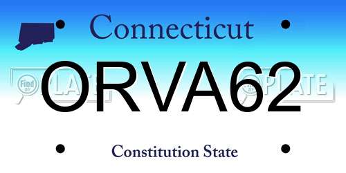 ORVA62 Connecticut License Plate