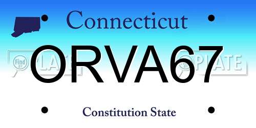 ORVA67 Connecticut License Plate
