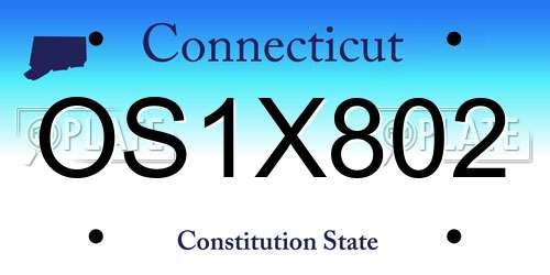 OS1X802 Connecticut License Plate