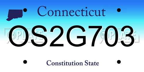 OS2G703 Connecticut License Plate