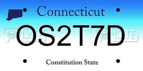 OS2T7D Connecticut License Plate