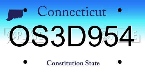 OS3D954 Connecticut License Plate