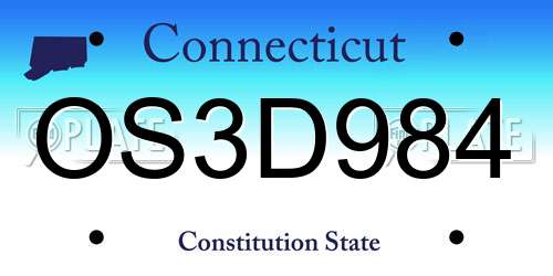 OS3D984 Connecticut License Plate