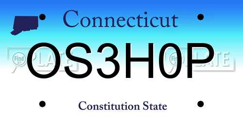 OS3H0P Connecticut License Plate
