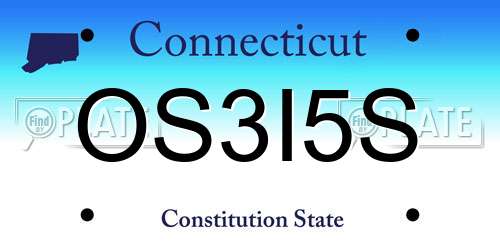 OS3I5S Connecticut License Plate