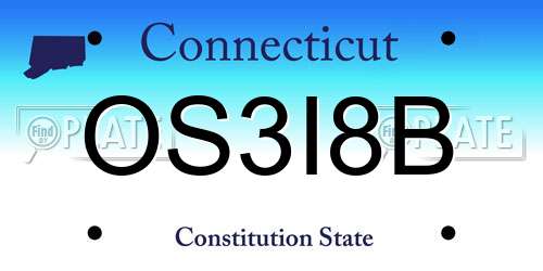 OS3I8B Connecticut License Plate