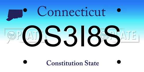 OS3I8S Connecticut License Plate