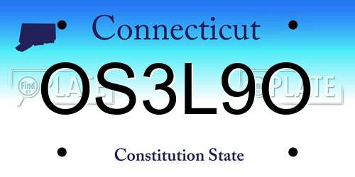 OS3L9O Connecticut License Plate
