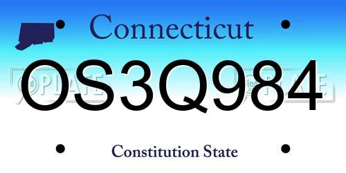 OS3Q984 Connecticut License Plate