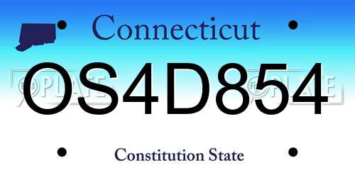 OS4D854 Connecticut License Plate