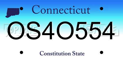 OS4O554 Connecticut License Plate