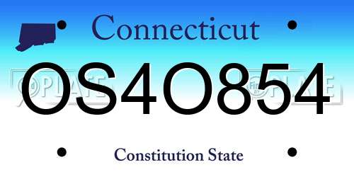 OS4O854 Connecticut License Plate