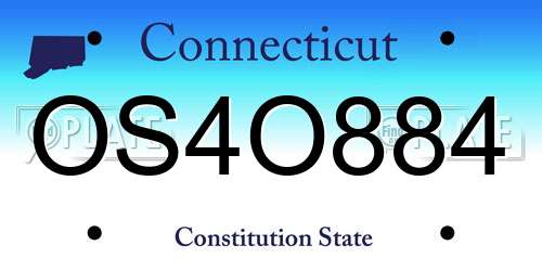 OS4O884 Connecticut License Plate