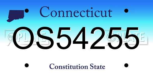 OS54255 Connecticut License Plate