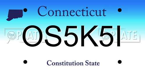 OS5K5I Connecticut License Plate