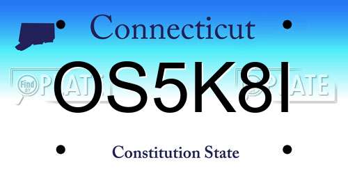 OS5K8I Connecticut License Plate