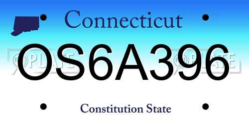 OS6A396 Connecticut License Plate