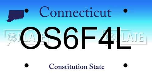 OS6F4L Connecticut License Plate