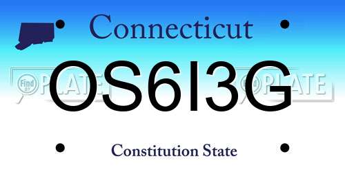 OS6I3G Connecticut License Plate