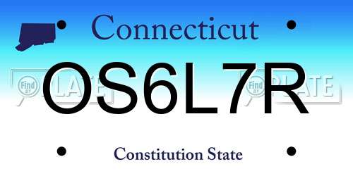 OS6L7R Connecticut License Plate