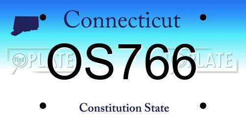 OS766 Connecticut License Plate