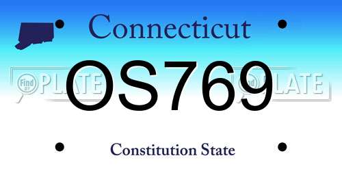 OS769 Connecticut License Plate