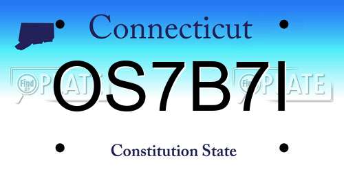 OS7B7I Connecticut License Plate