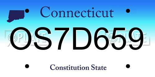 OS7D659 Connecticut License Plate