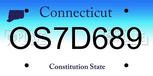 OS7D689 Connecticut License Plate