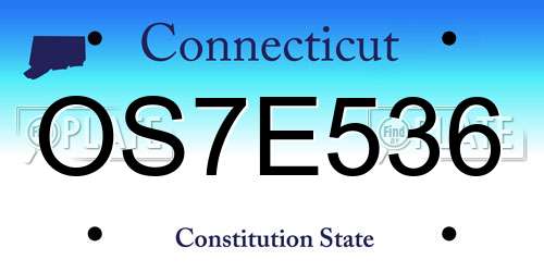 OS7E536 Connecticut License Plate