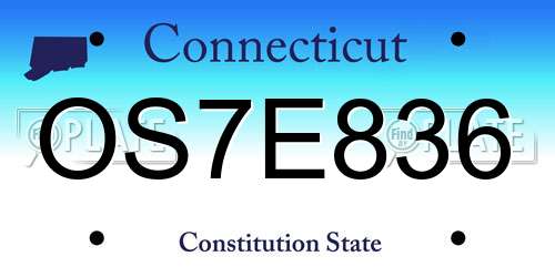 OS7E836 Connecticut License Plate