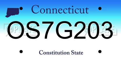OS7G203 Connecticut License Plate