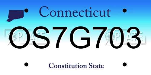 OS7G703 Connecticut License Plate