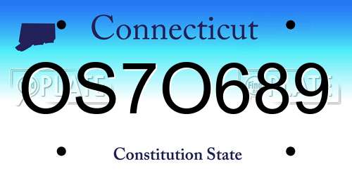 OS7O689 Connecticut License Plate