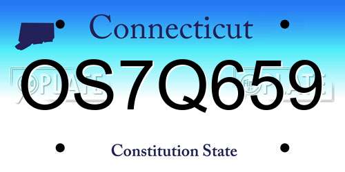 OS7Q659 Connecticut License Plate