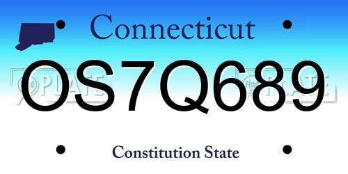 OS7Q689 Connecticut License Plate