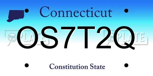 OS7T2Q Connecticut License Plate