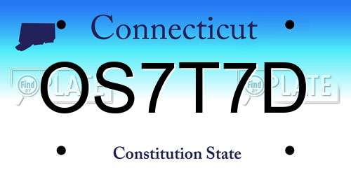 OS7T7D Connecticut License Plate