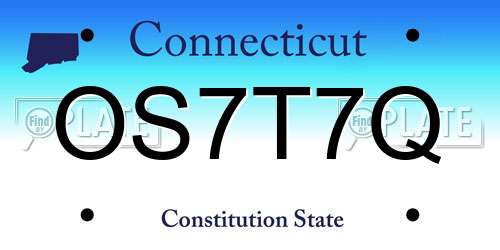 OS7T7Q Connecticut License Plate