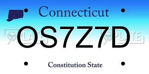 OS7Z7D Connecticut License Plate