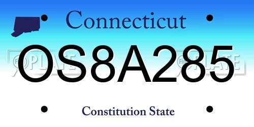 OS8A285 Connecticut License Plate