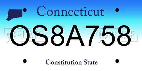 OS8A758 Connecticut License Plate