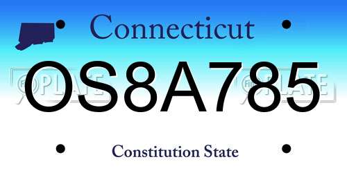 OS8A785 Connecticut License Plate
