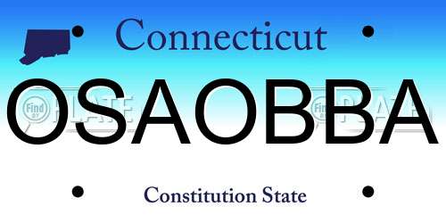 OSAOBBA Connecticut License Plate