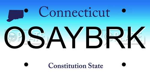 OSAYBRK Connecticut License Plate