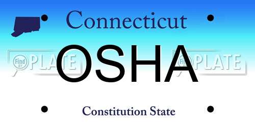 OSHA Connecticut License Plate