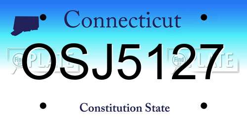 OSJ5127 Connecticut License Plate