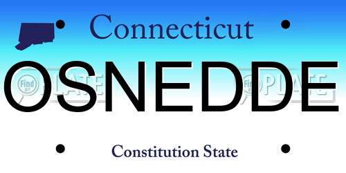 OSNEDDE Connecticut License Plate