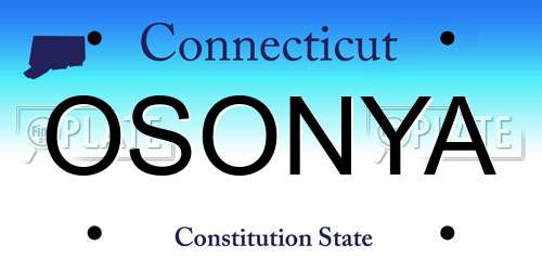 OSONYA Connecticut License Plate