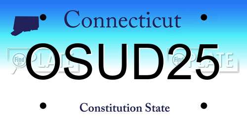 OSUD25 Connecticut License Plate